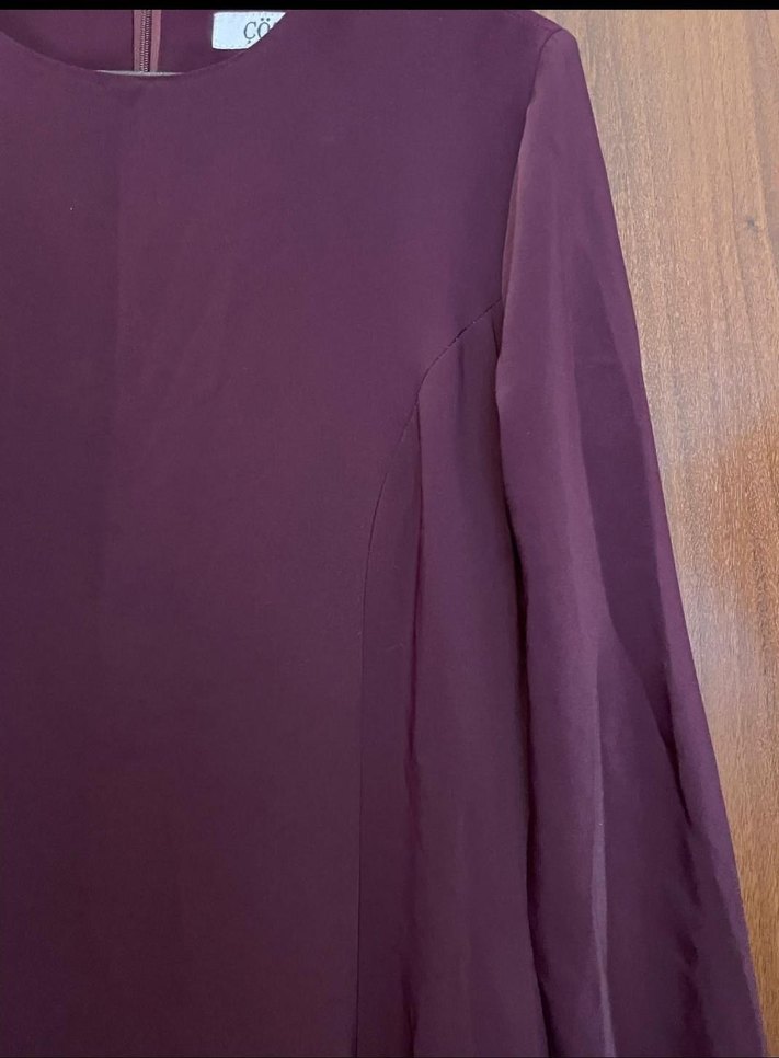 Bordo Salaş Uzun Kadın Elbise - Görsel 5