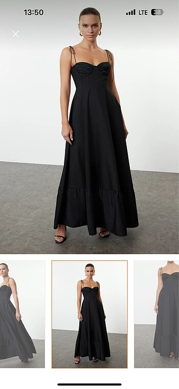 Trendyol & Milla Siyah drape detaylı maxi elbise