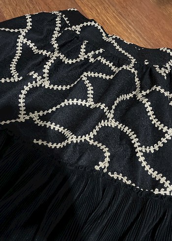 Nakışlı Fırfırlı Siyah Mini Hamile Etek - Görsel 2