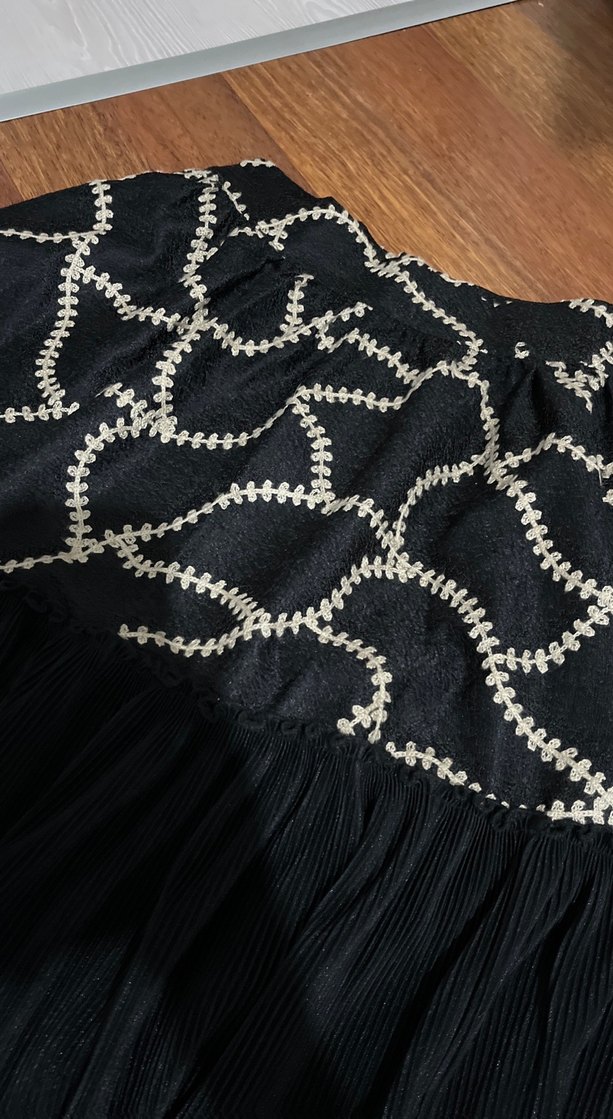 Nakışlı Fırfırlı Siyah Mini Hamile Etek - Görsel 2