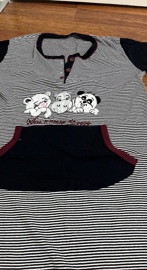 Düğmeli Gri Pamuklu Hamile Tişörtü - Görsel 2