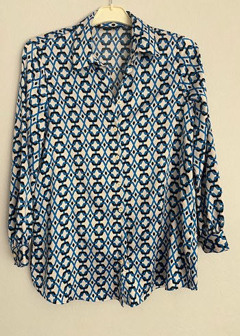 s Beden Mavi Zincir Detaylı Uzun Kollu Denim Tunik