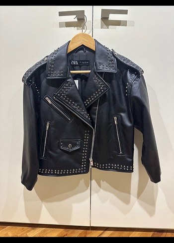 Zara Siyah Deri Biker Ceket