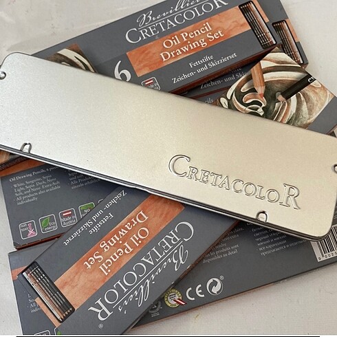 Cretacolor oil pencil drawing set 6lı metal kutu