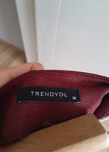 m Beden bordo Renk Bordo Kemerli Mini Etek