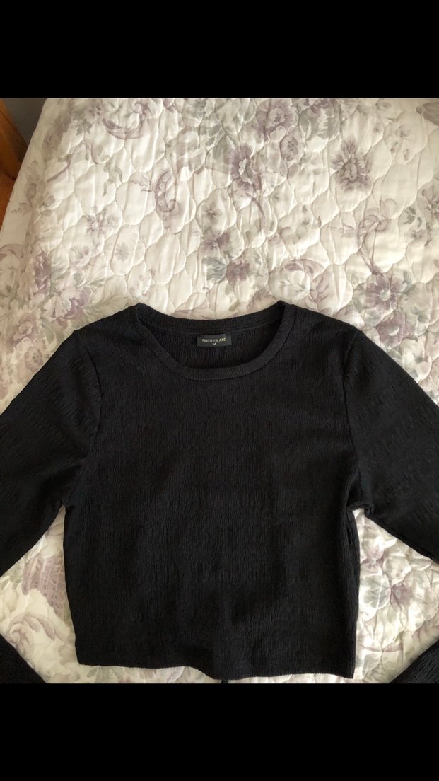 Siyah sırt dekolateli Uzun Kollu Kadın Bluz - Görsel 2