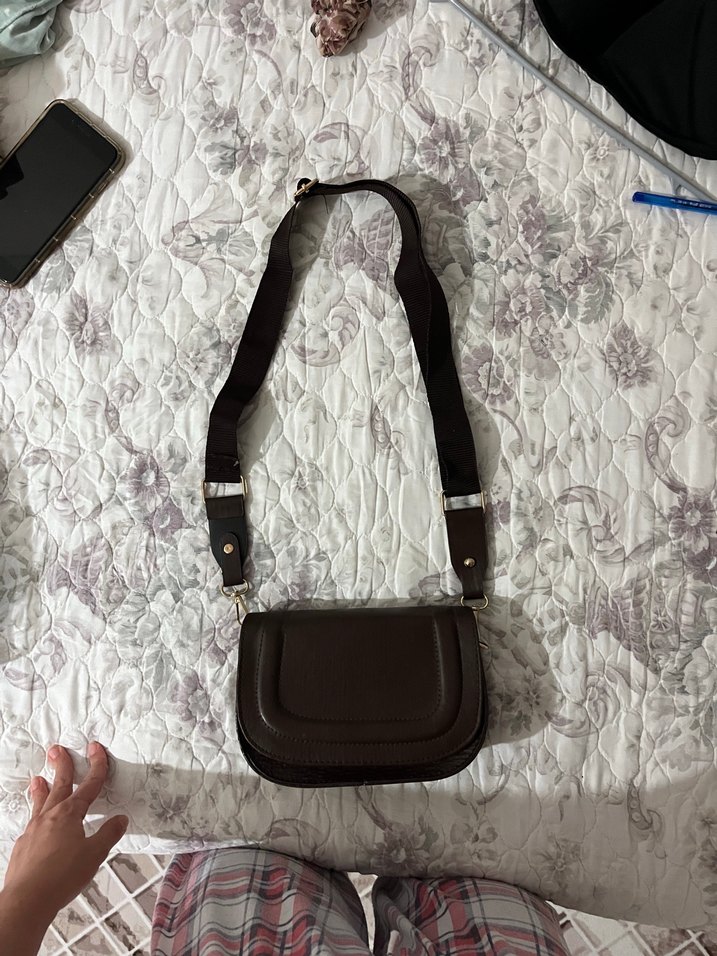 Kahverengi Deri Tokalı Kadın Çanta - Görsel 2