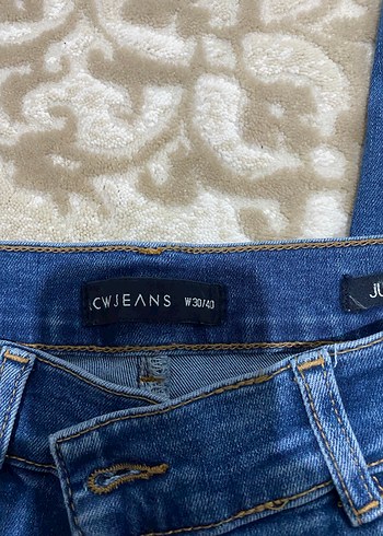 LC Waikiki Kadın Mavi Kadife Detaylı Bol Kesim Denim Pantolon