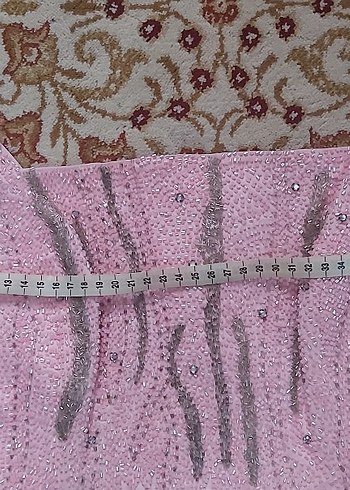 Drapeli Pembe Nakışlı Uzun Abiye Elbise - Görsel 9