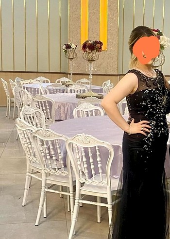 Boncuk İşlemeli Siyah Straplez Midi Elbise