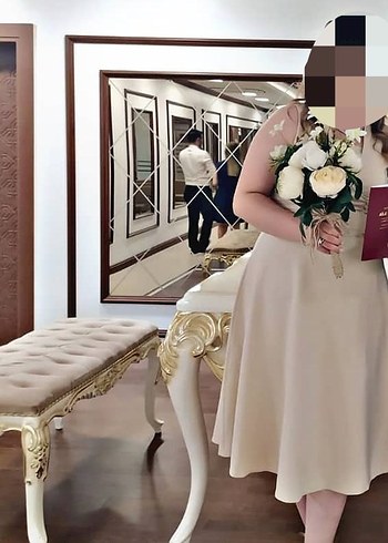 Trendyol & Milla Bej Strappy Askılı A-Line Gelinlik abiye elbise