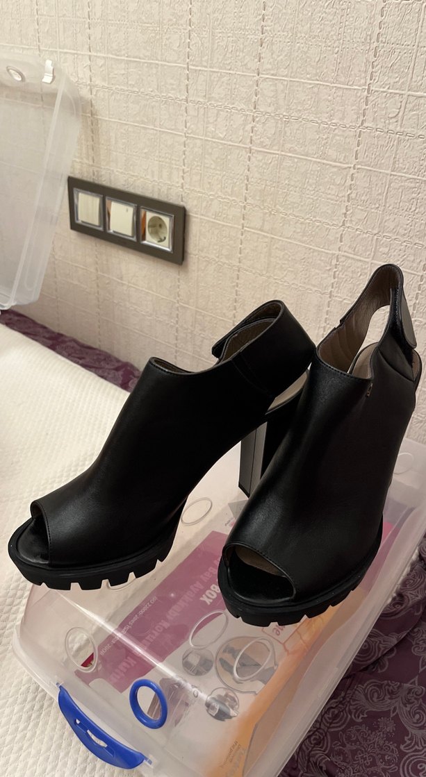 Siyah Platform Topuklu Kadın Ayakkabı - Görsel 5