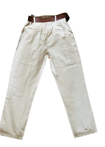 QUZU Kemerli Bej Kadın Pantolon - Görsel 2