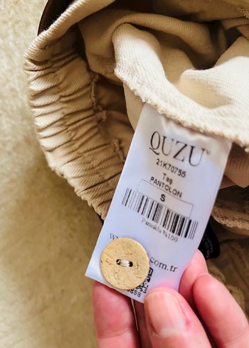 QUZU Kemerli Bej Kadın Pantolon - Görsel 11