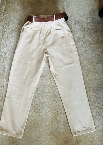 QUZU Kemerli Bej Kadın Pantolon - Görsel 6