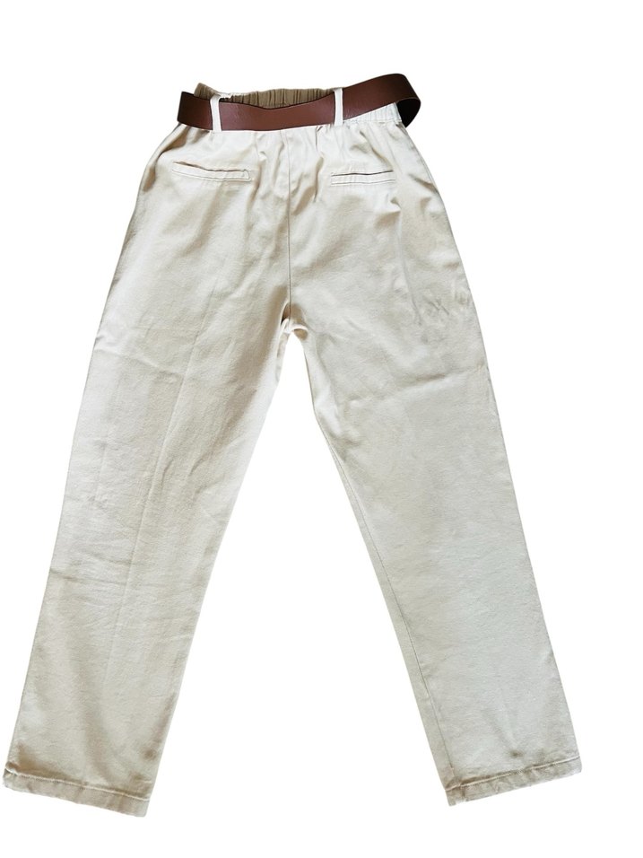 QUZU Kemerli Bej Kadın Pantolon - Görsel 2