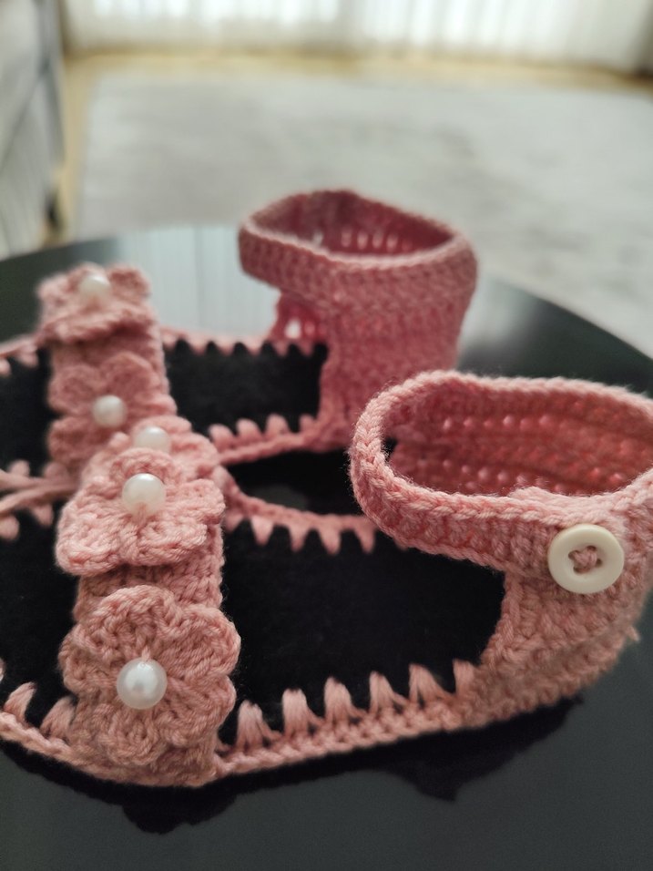 Renkli Çiçekli Örgü Kız Çocuk Botu - Görsel 3