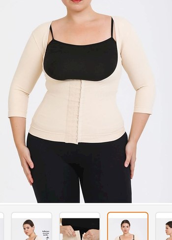 Düğmeli Bej kol ve göbek korsesi - Görsel 5