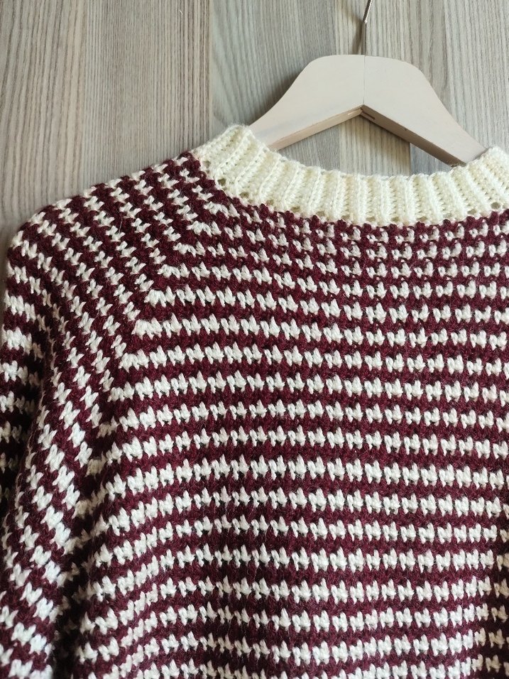 Bordo Beyaz Örgü Kadın Kazak - Görsel 4