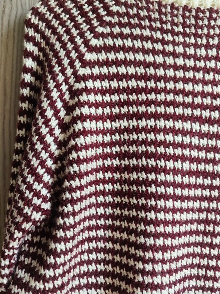 Bordo Beyaz Örgü Kadın Kazak - Görsel 3