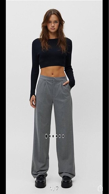 Pull&Bear Gri Kumaş Pantolon