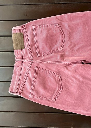 Pull and Bear Düğmeli Gül Kurusu Midi Kadın Jean - Görsel 2