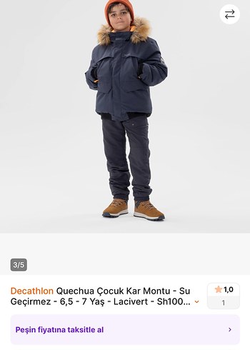 Erkek çocuk decathlon quechua kar montu