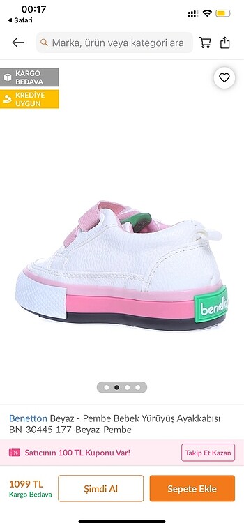 Benetton Kız bebek spor ayakkabı