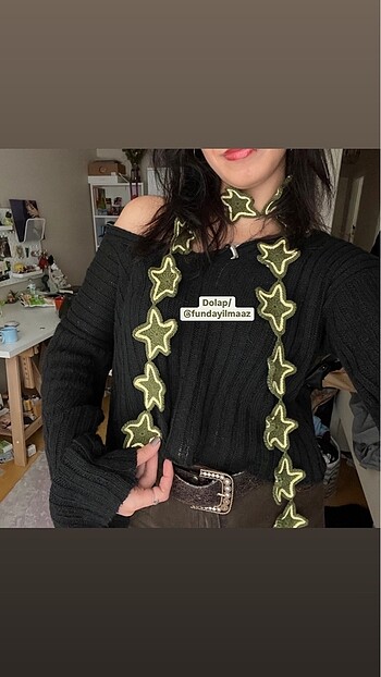 Stargirl yıldız atkı skinny atkı