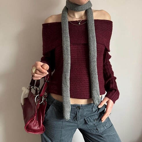 Beden gri Renk Skinny Atkı