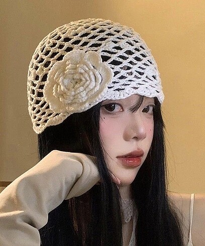 Bershka Örgü file şapka plaj şapka lolita y2k