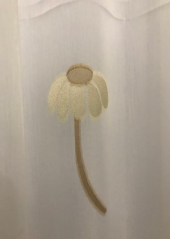 EKRU PAPATYA DETAYLI SIFIR TÜL PERDE - Görsel 3