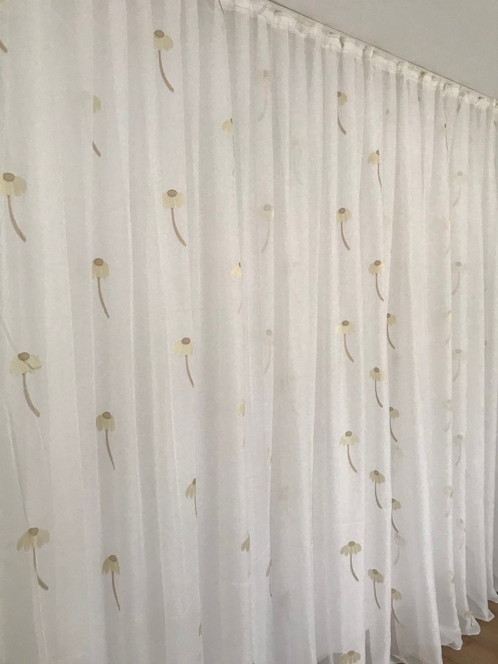 EKRU PAPATYA DETAYLI SIFIR TÜL PERDE - Görsel 2