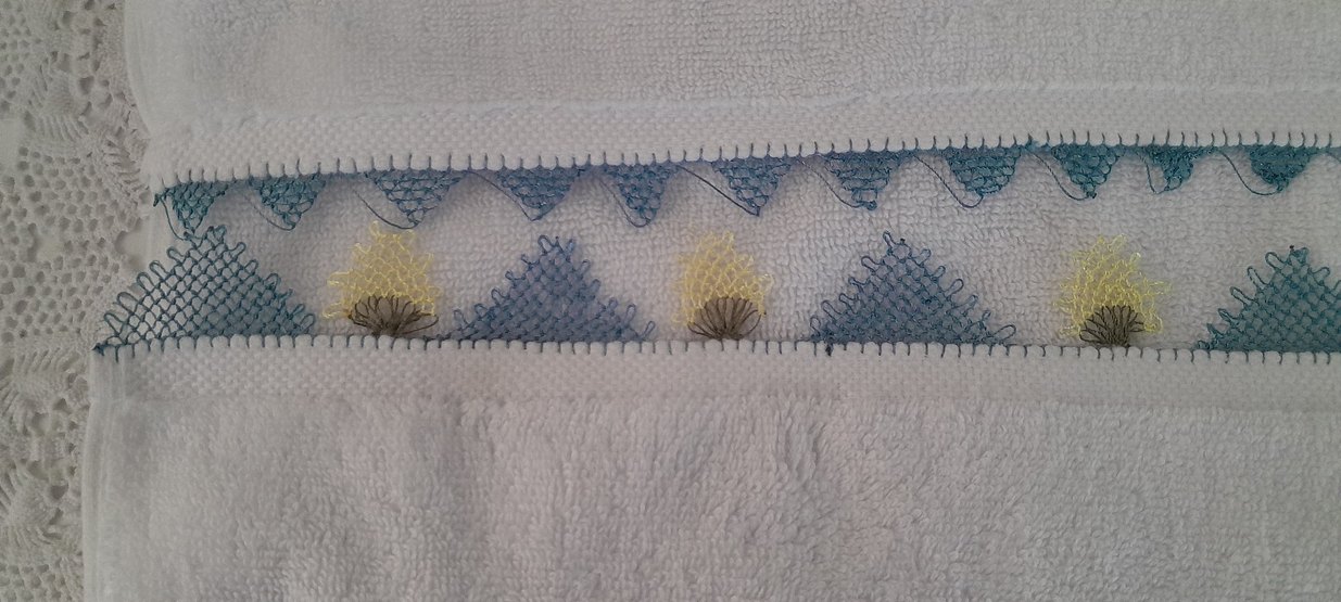 Mavi iğne oyası Nakışlı Havlu - Görsel 2