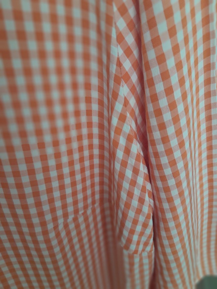 Turuncu Pamuklu Düğmeli Midi Gömlek - Görsel 3