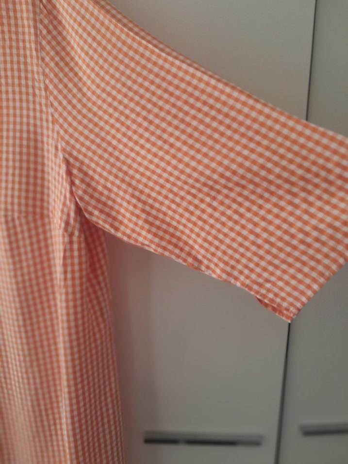 Turuncu Pamuklu Düğmeli Midi Gömlek - Görsel 2