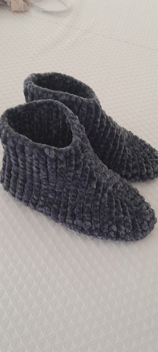 Gri Erkek Örgü Ev Botları - Görsel 2
