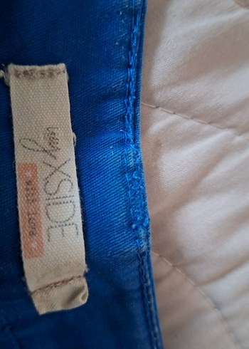 15-16 Yaş Beden mavi Renk Koyu Mavi Kemerli Mini Denim Şort