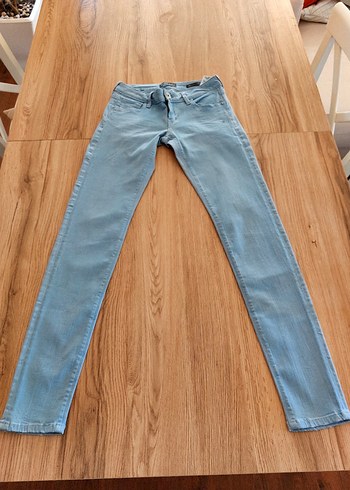 26 Beden Düğmeli Mavi Kadın Denim Pantolon