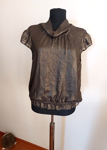 River Island Kahverengi Parlak Kolsuz Kadin Bluz