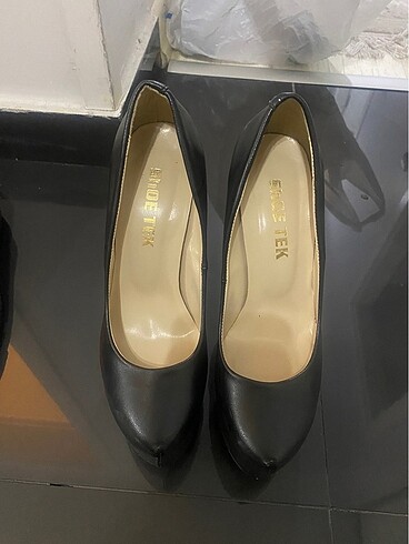 Shoe Tek siyah platform kadın topuklu ayakkabı