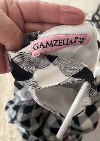 Kareli Askılı Kız Çocuk Elbisesi - Görsel 5