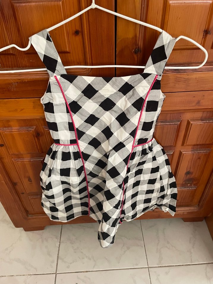 Kareli Askılı Kız Çocuk Elbisesi - Görsel 2