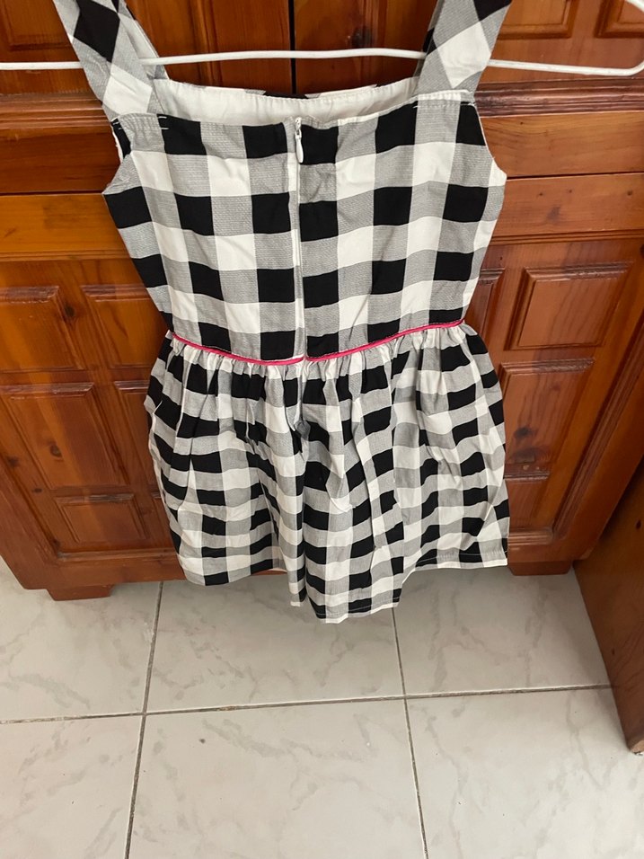 Kareli Askılı Kız Çocuk Elbisesi - Görsel 4