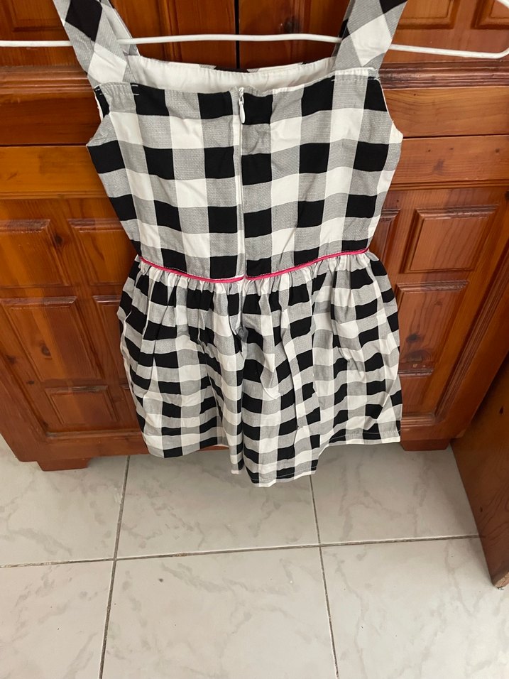 Kareli Askılı Kız Çocuk Elbisesi - Görsel 3