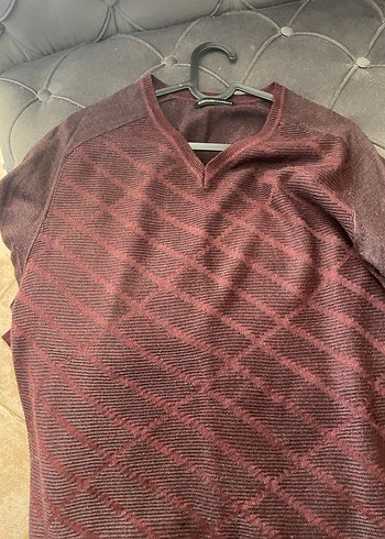 Bordo V Yakalı Erkek Triko Kazak - Görsel 5