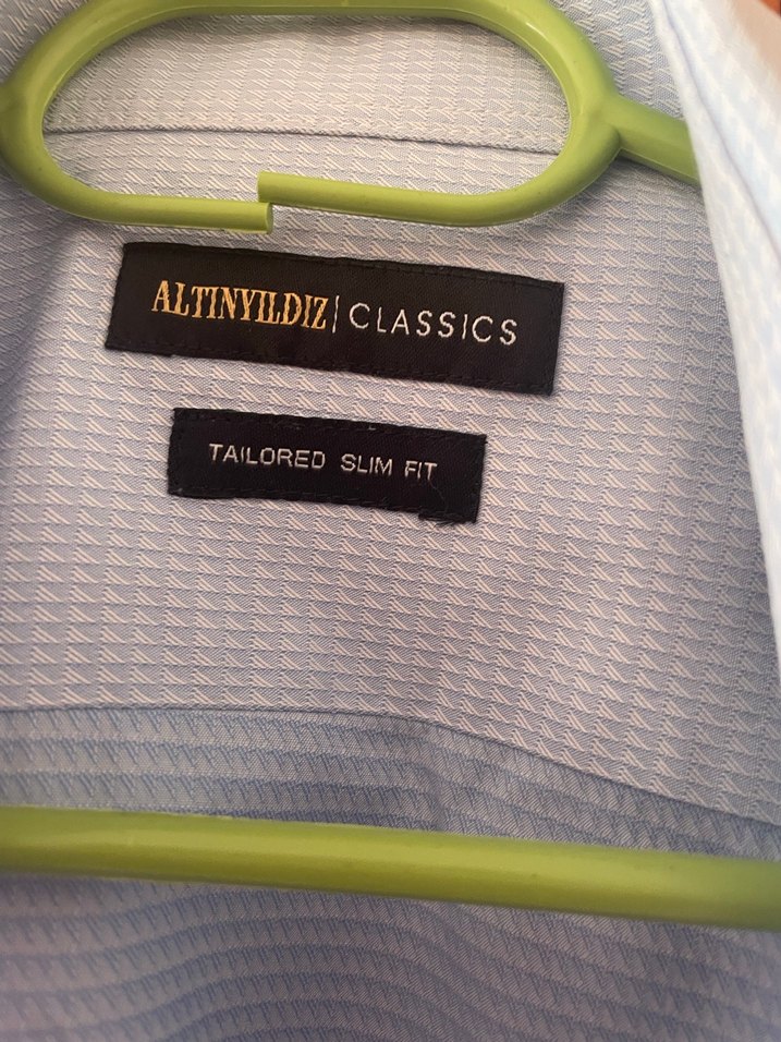 Mavi Keten Erkek Gömlek, Düğmeli, Uzun Kollu - Görsel 2