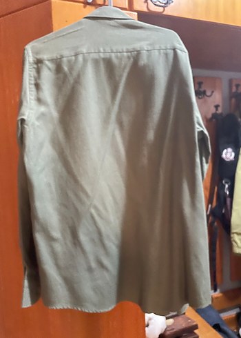 Haki Erkek Keten Gömlek Uzun Kollu - Görsel 5