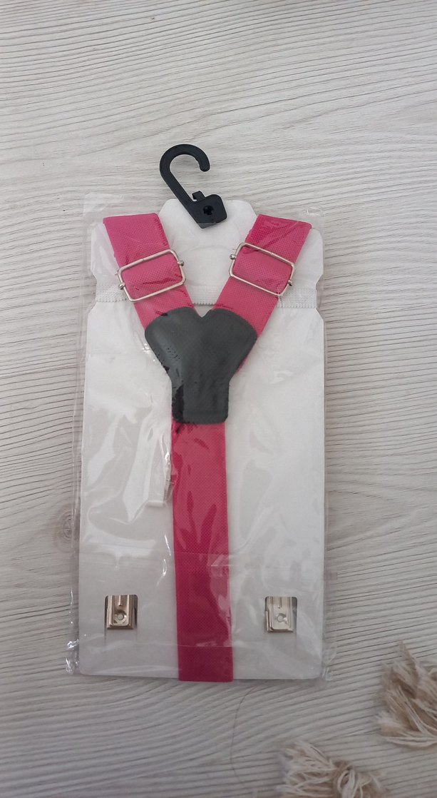 Pembe Renkli Erkek Çocuk Papyon ve Askı Seti - Görsel 3