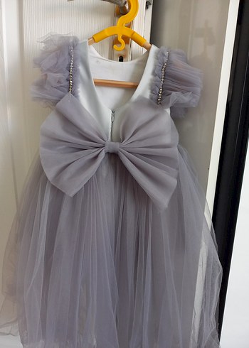 Çiçek Detaylı Gri Bohem Kız Elbisesi - Görsel 5